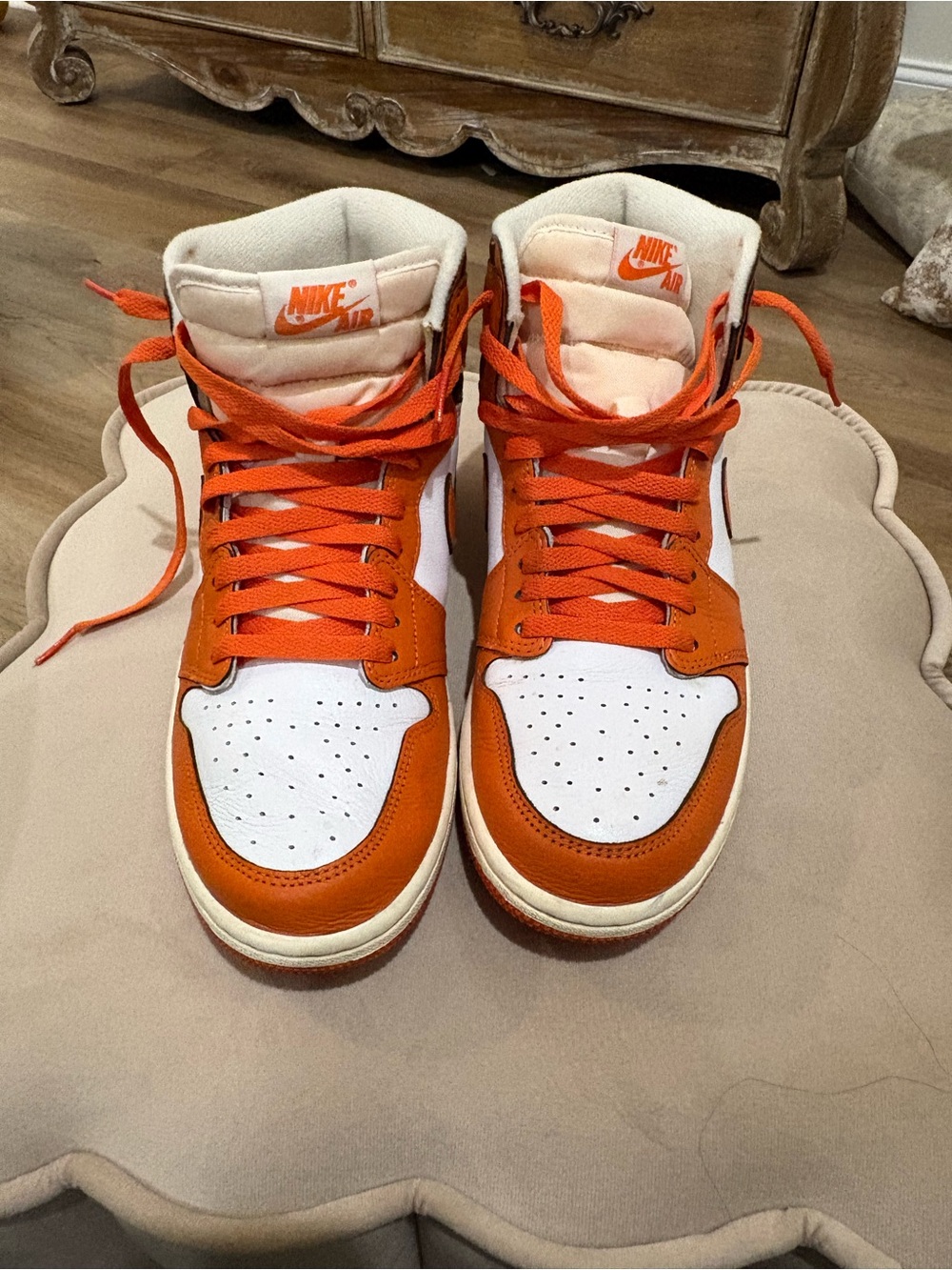 Nike High-Top Sneakers in Orange & White